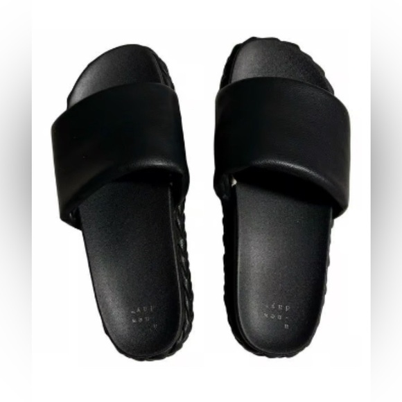 A NEW DAY PRIM BLACK BRAIDED PLATFORM SLIDE IN SANDALS SIZE 7 - Picture 7 of 12